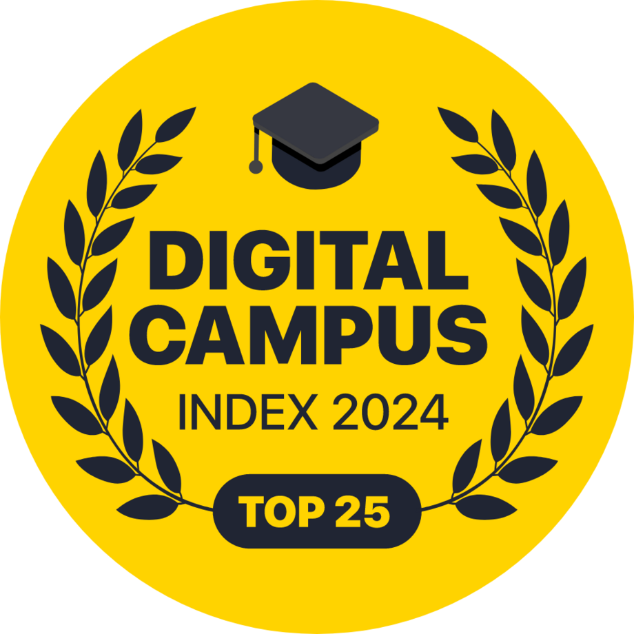 Siegel des Digital Campus Award mit dem Text "Digital Campus Index 2024 Top 25"